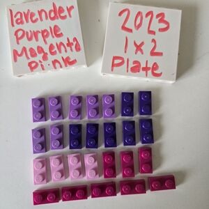 Lego Plate 1x2 pink purple #2023 set 26pc magenta light lavender friends disney